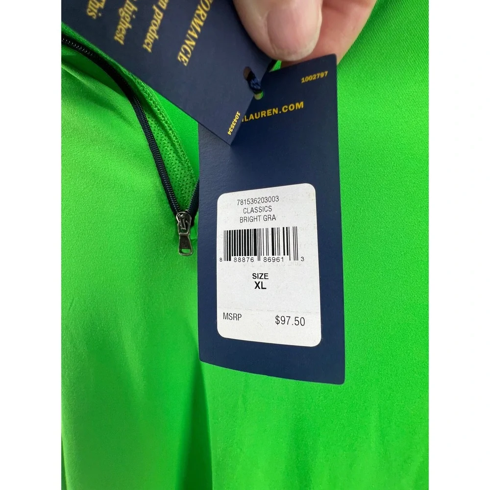 Polo Golf Ralph Lauren Quarter Zip Long Sleeve Pullover Shirt Bright‎ Green XL